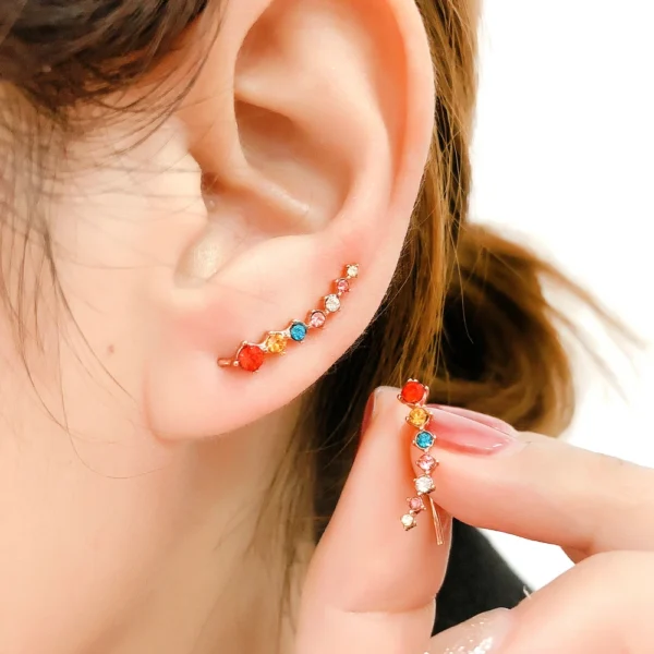 Long Dipper Ear Hook Clip on Earrings for Women Four-Prong Setting Zircon Climbing Ear Cuff Earrings Fashion Jewelry Gifts E527