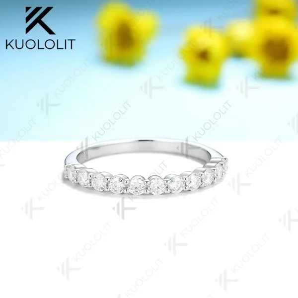 Kuololit 0.17CTW Lab Grown Diamond Rings for Men Women Soild 585 14K 18K White Gold Silver Wedding Band for Party Christmas Gift
