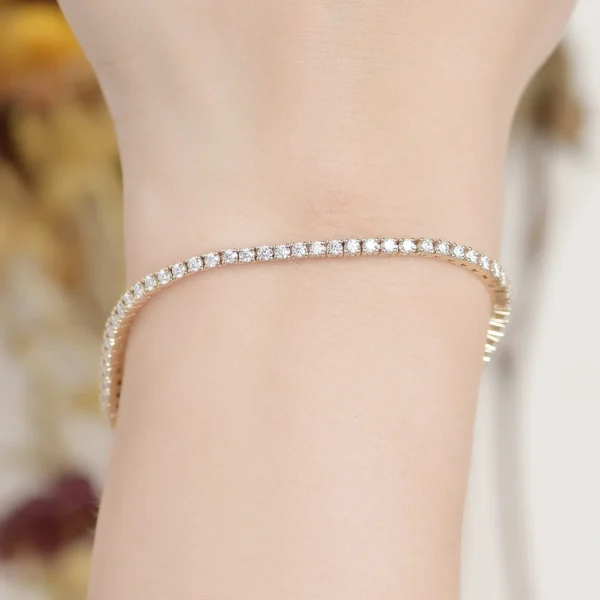 ololit Moissanite Bracelet for Women Solid 14K 10K Yellow Gold GRA Moissanite Tennis Bracelet for Engagement Christmas Gifts
